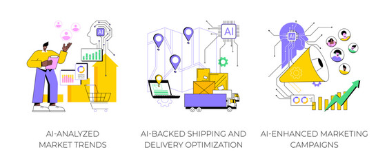 AI Technology in E-commerce abstract concept vector illustrations.