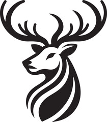 Deer Head Vector Illustration in Black and White