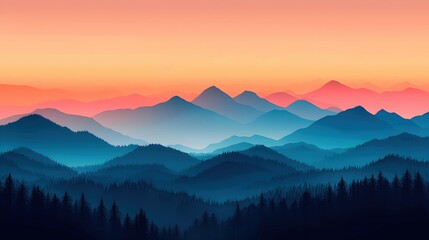 Obraz premium Serene Mountainscape at Dusk with Vibrant Sunset Colors