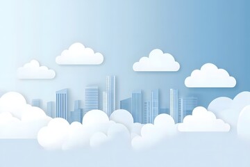 Modern City Skyline with Clouds Concept Digital Graphic Illustration