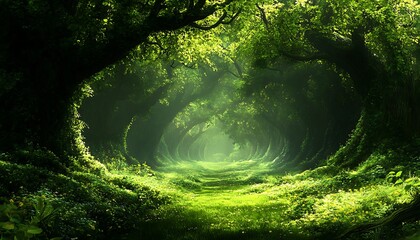 Magical forest path, sunlight, nature © Armaya