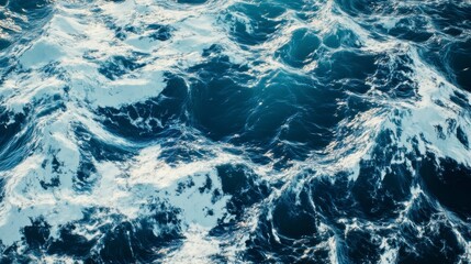 Fototapeta premium Turbulent Ocean Surface Close up of Deep Blue Waves and Whitecaps