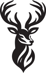 Deer Head Vector Illustration in Black and White
