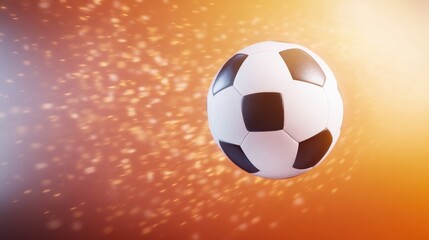 Fototapeta premium A dynamic soccer ball floats against a vibrant, glowing background, capturing the essence of sports and excitement.