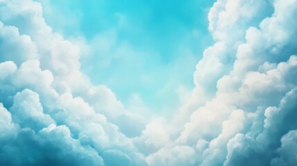 Fototapeta premium Soft, fluffy clouds float against a bright blue sky, creating a serene and tranquil atmosphere.