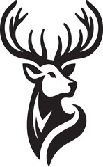 Deer Head Vector Illustration in Black and White