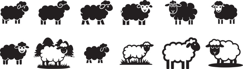Sheep Icons Vector Set