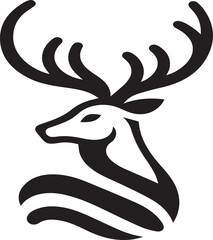 Deer Head Vector Illustration in Black and White