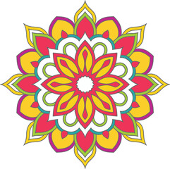 abstract Colorful pattern mandala design, Doodle Mandala vector isolated on a white background, 