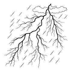 Electric lightning bolts against web line art vector silhouette