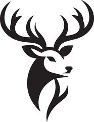 Deer Head Vector Illustration in Black and White