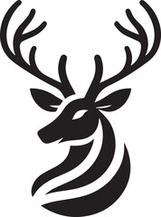Obraz premium Deer Head Vector Illustration in Black and White