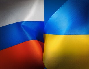 Russian and Ukrainian Flags Symbolizing a Truce in the War