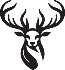 Deer Head Vector Illustration in Black and White