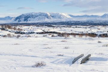 Snowed Thingvellir National Park in winter (Golden circle - South Iceland)