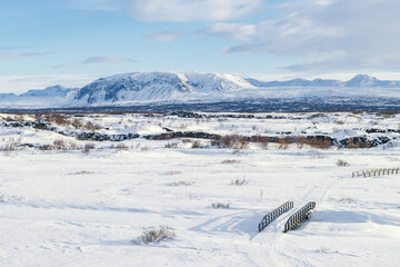 Snowed Thingvellir National Park in winter (Golden circle - South Iceland)