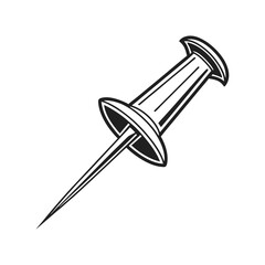 single Push pin iconic logo illustration vector line art silhouette design