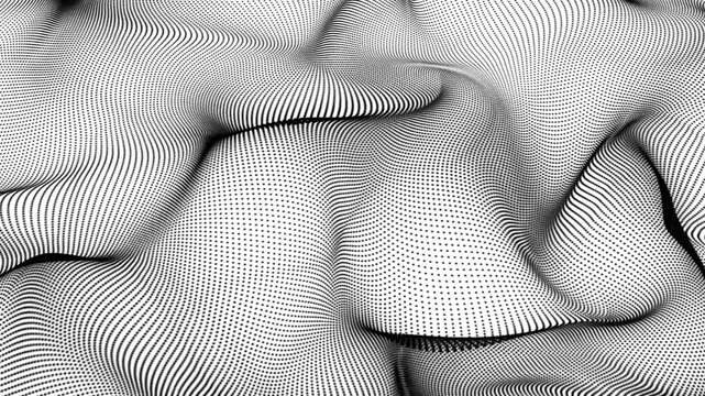 dot waving background animation. wave flow animation white background. Dot half tone pattern background 4k video footage.