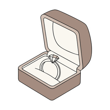 recommend clip art: Wedding diamond gift ring box vector style illustration art design