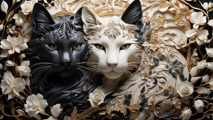 1. "Symmetrical Animal Decor with Two Medieval Dragons: Isolated Vector Illustration in Black and White"