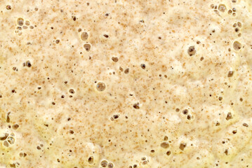 Texture of fermented dough or sourdough with bubbles. Bakery. Dough