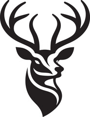 Deer Head Vector Illustration in Black and White