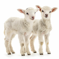 Obraz premium baby lambs with white background