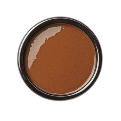 Thick Hoisin Sauce in Black Ceramic Bowl, Top View, Rich and Savory Asian Condiment