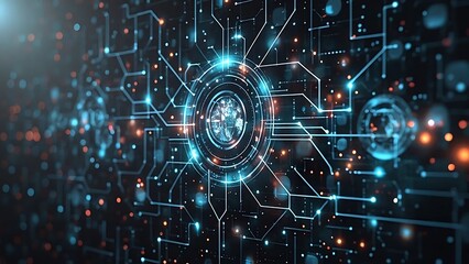 Obraz premium Global Network: Digital Connections & Data Flow Visualization