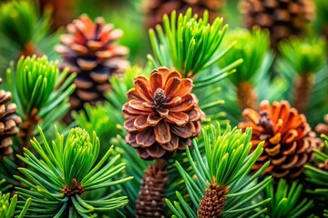 Fototapeta premium Miniature Pine Cones & Needles: Close-Up Tilt-Shift Macro Photography