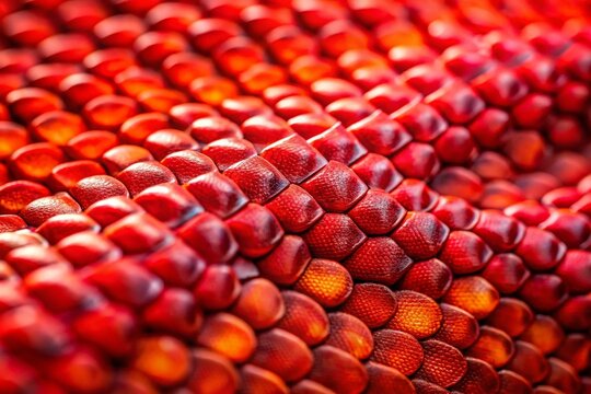 Miniature Red Snake Skin Texture: Close-up Macro Tilt-Shift Photography