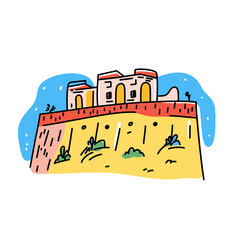 Naklejka premium Acropolis illustration in an doodle inca cartoon style. Simple minimalist drawing of Acropolis