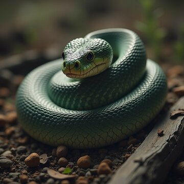 green snake in the grass