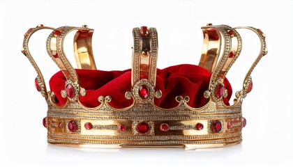 elegant luxury gold red crown isolated on white or transparent