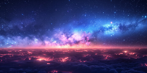 Fototapeta premium A stunning cosmic view showcasing vibrant stars and a colorful galaxy in deep space.