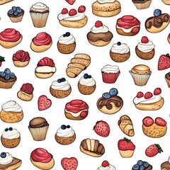 Delicious dessert pattern wrap colorful background seamless wallpaper design sweet treats for any occasion