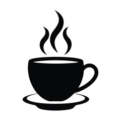 Inviting coffee cup silhouette with steam rising in cozy office setting