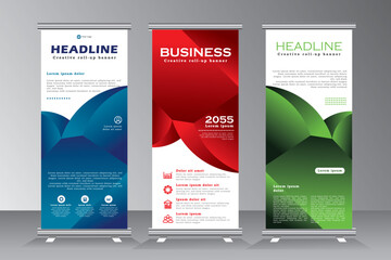Corporate roll up banner design template for your business, Roll up banner design, Vertical banner template for event, conferance, exhibition, party, vector eps 10