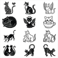 Cute Cats  Illustration 