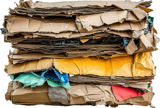 Stacked Layers of Crumpled Cardboard Ready for Recycling