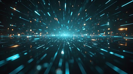 Abstract Teal and Gold Light Streaks Background