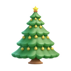 Fototapeta premium Christmas tree ui icon illustration solid white design festive holiday decor minimalist view, isolated on white or transparent background