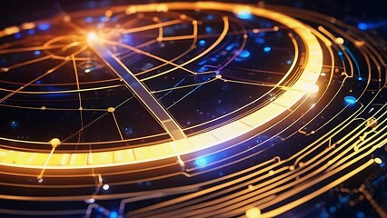 Abstract Futuristic Network: Illuminated Connections