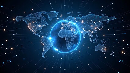 Fototapeta premium Global Network: Interconnected World, Digital Connectivity, Data Flow Visualization
