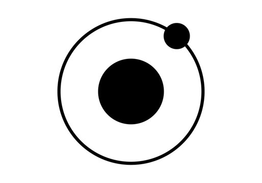 Icono negro de partes de un &aacute;tomo como n&uacute;cleo, electr&oacute;n y &oacute;rbita 