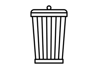 Icono negro de cubo de basura con tapa