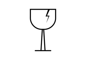 Icono negro de copa con grieta de objeto frágil 