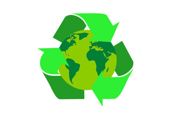 Planeta tierra verde con icono de reciclaje verde © Gabrieuskal