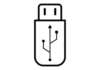 Icono negro de memoria USB con símbolo