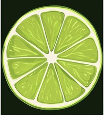 Fresh Lime Slice Against Dark Background